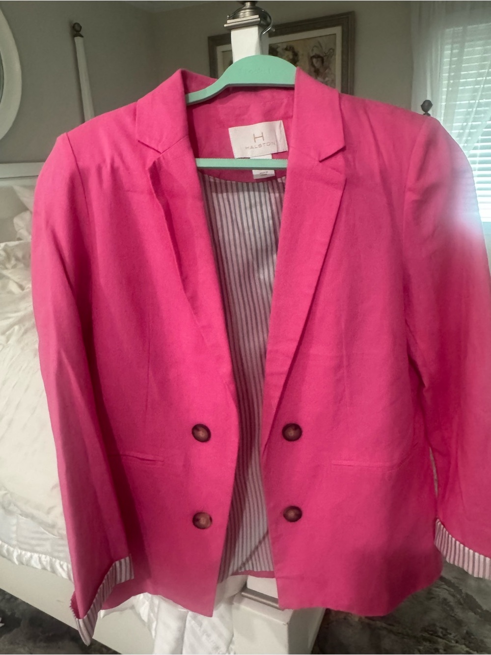 Halston Heritage Hot Pink Double-Button Blazer